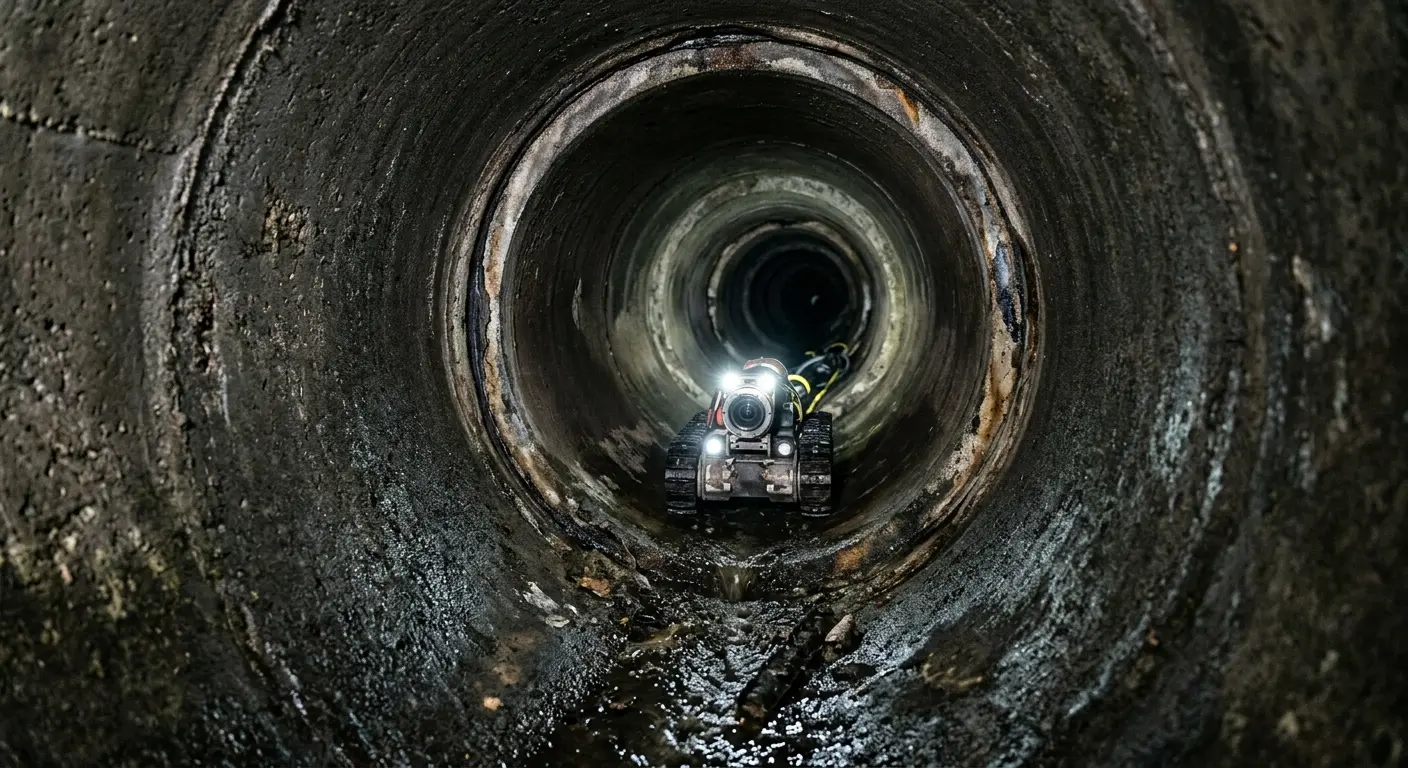Robotic sewer camera inspecting pipe interior for Sewer Line Repair in West Lafayette